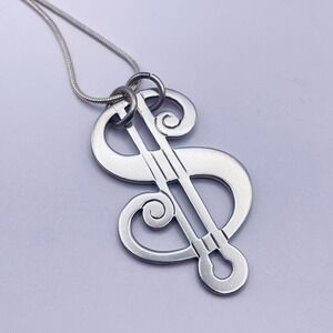 Vintage Sterling Silver‎ Dollar Sign Pendant Necklace R. Blackinton & Co.